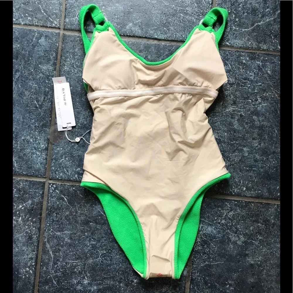 NWT Anthropologie PilyQ Hailey one piece swim L